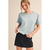 SHORT SLEEVE SWEATER CARDIGAN - SKY BLUE