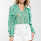 FLUTTER SLEEVE TOP - GREEN