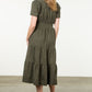 SMOCKED WAIST TIERED DRESS - SAGE