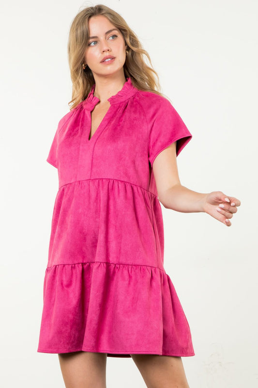 SUEDE MINI DRESS - PINK