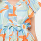 SHORT SLEEVE MULTI COLOR PRINT TOP - BLUE