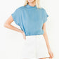 SHORT SLEEVE SIDE BUTTON TOP - LIGHT BLUE