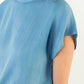 SHORT SLEEVE SIDE BUTTON TOP - LIGHT BLUE