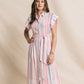 TINLEY STRIPED BELTED MIDI SHIRTDRESS - PEACHES N' CREAM
