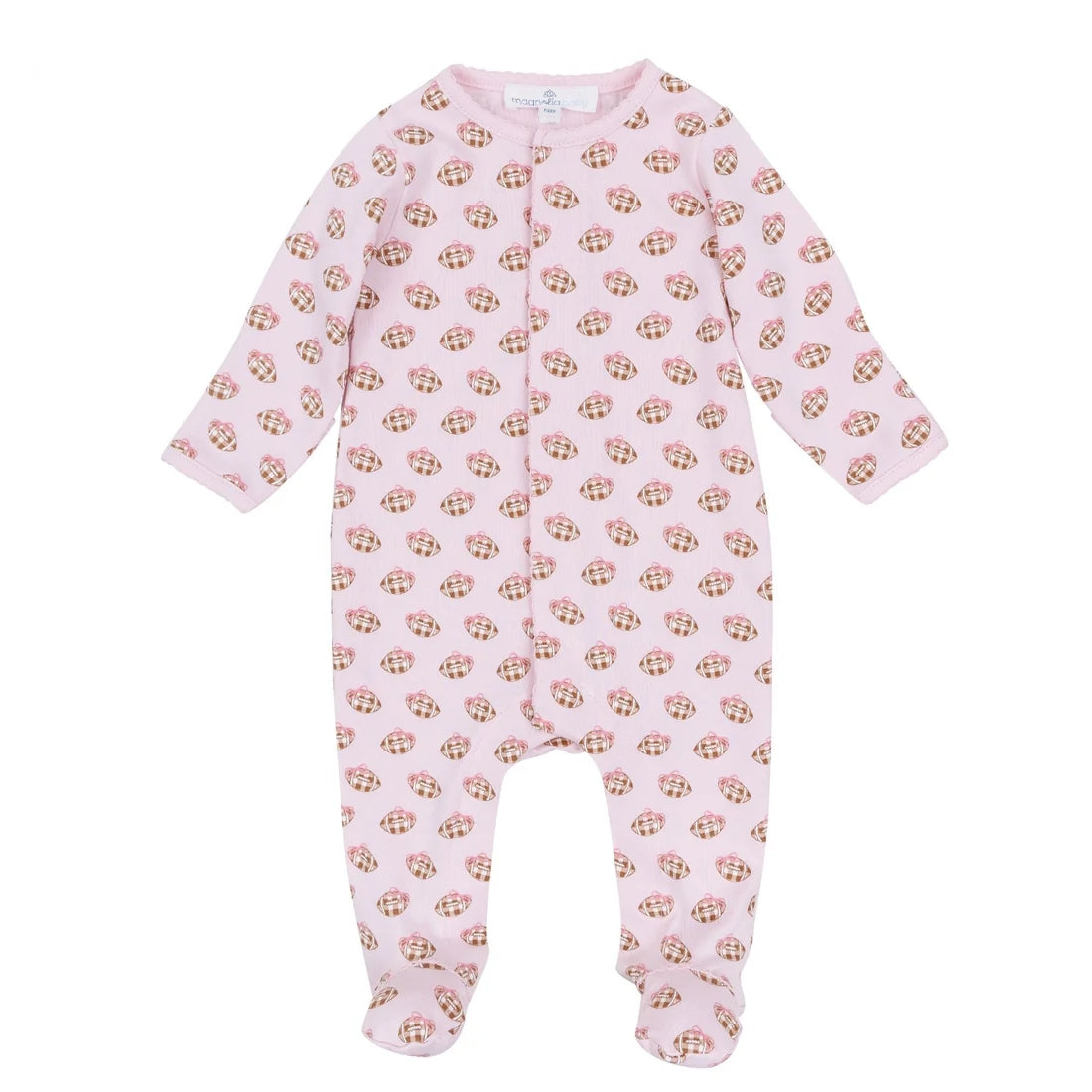 TINY TAILGATER PRINT ZIP FOOTIE - PINK