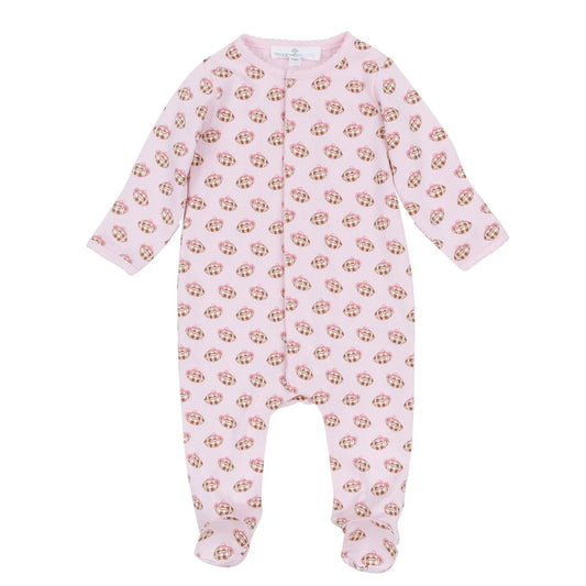 TINY TAILGATER PRINT ZIP FOOTIE - PINK