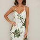 CHATEAU GARDEN FLORAL PRINT ADJUSTABLE STRAP SLINKY TANK TOP - GREEN