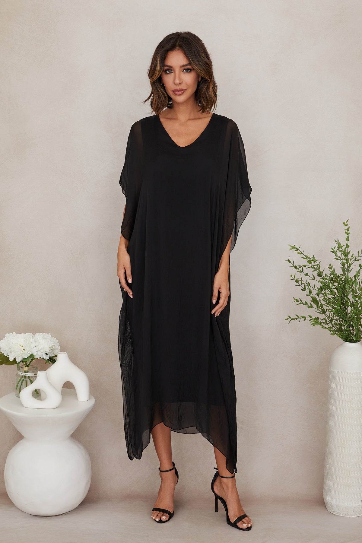SILK DRESS - BLACK