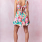 GIRLS SCALLOP EMBO POPLIN SLEEVELESS BUBBLE HEM MINI DRESS - RED/MULTI