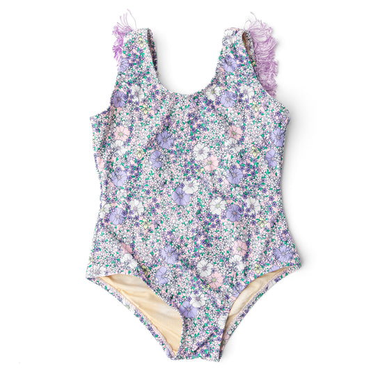 FRINGE BACK ONE PIECE - FLOWER POWER PURPLE