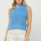 SLEEVELESS SWEATER TANK WITH OPENING BACK DETAIL - BLUE
