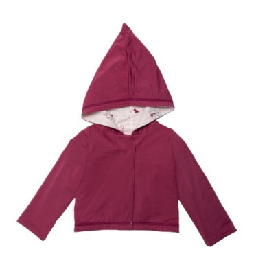 RED SOLID/PRINTED MODAL REVERSIBLE HOODIE - LILRED