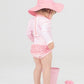 LONG SLEEVE ONE PIECE RASH GUARD - PINK GINGHAM