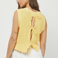 SLEEVELESS SWEATER TANK WITH OPENING BACK DETAIL - BLUE
