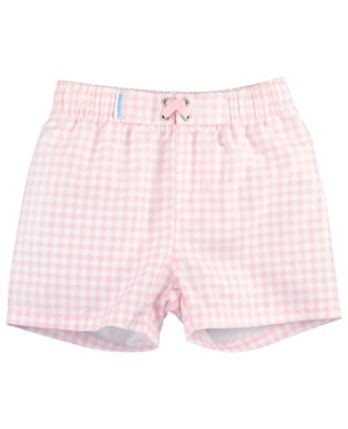 SWIM TRUNKS - PINK GINGHAM
