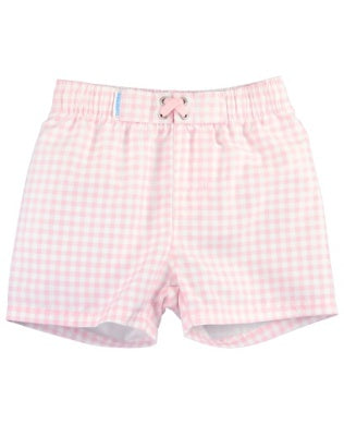 SWIM TRUNKS - PINK GINGHAM