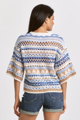 CREW NECK KNIT TOP - BEACH DAY