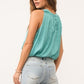 ELASTIC WAIST SLEEVELESS BLOUSE - AQUATIC AWE