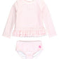 RUFFLE HEM RASH GAURD TWO PIECE - PINK GINGHAM
