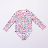 GIRL'S ZIP UP RASHGUARD - COLORFUL FLORAL