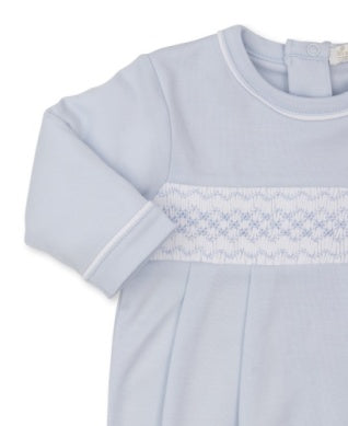 FOOTIE WITH HAND SMOCKING - BLUE