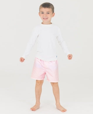 SWIM TRUNKS - PINK GINGHAM