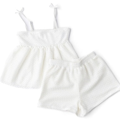 2 PIECE CROCHET SHORT SET - WHITE