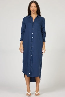 GALINA SHIRT DRESS - BLACK IRIS
