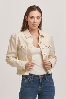 ROSELYN CROPPED DENIM JACKET - WHEAT