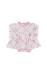 LS DAISY DIAPER COVER DRESS- BELLE MEADE BOW/PIER PARTY PINK