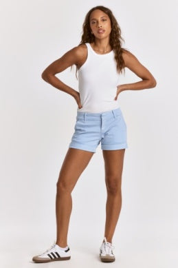 MID RISE ROLLED HEM SHORT - GLACIER BLUE