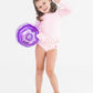 RUFFLE HEM RASH GAURD TWO PIECE - PINK GINGHAM