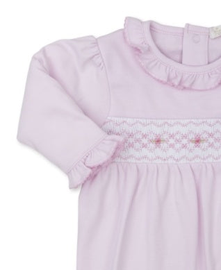 FOOTIE WITH HAND SMOCKING - PINK