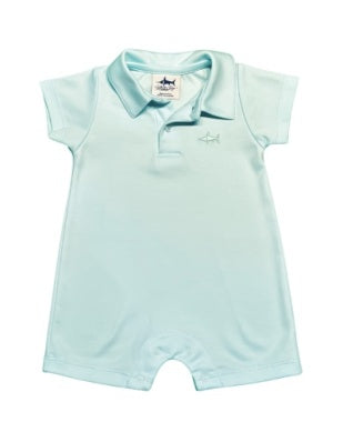 SIGNATURE POLO ROMPER - AQUA