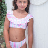 TWO PIECE RUFFLE SWIM - STRIPE