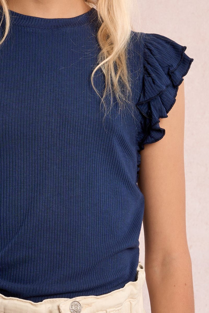 GIRLS KNIT TOP - NAVY
