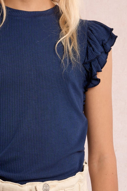 GIRLS KNIT TOP - NAVY