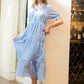 STRIPED TIERED MAXI DRESS - BLUE
