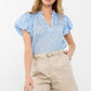 SHORT SLEEVE STRIPED TOP - BLUE