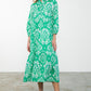 LONG SLEEVE PRINT MAXI DRESS - GREEN