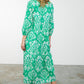LONG SLEEVE PRINT MAXI DRESS - GREEN