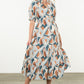 SMOCKED WAIST PRINT MAXI DRESS - BLUE