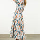 SMOCKED WAIST PRINT MAXI DRESS - BLUE