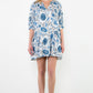 MID SLEEVE FLORAL PRINT DRESS - BLUE