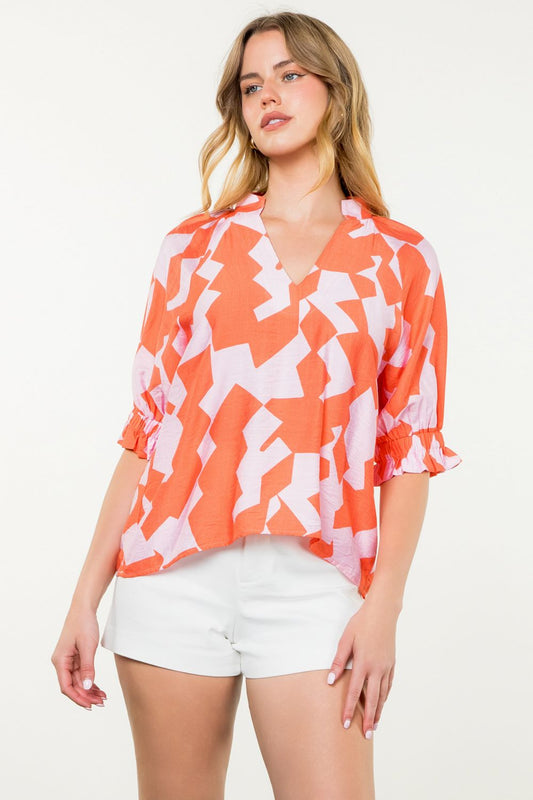 GEO PRINT TOP - PINK
