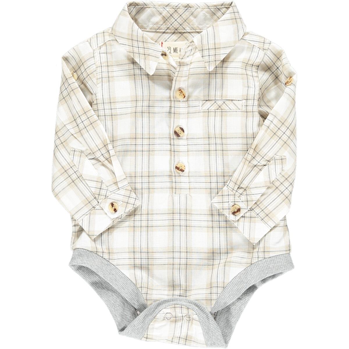 JASPER WOVEN ONESIE - CREAM PLAID