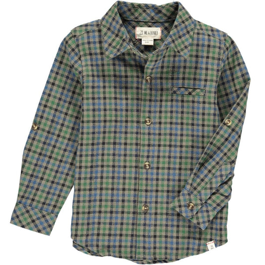 ATWOOD WOVEN SHIRT - NAVY/GREEN PLAID