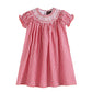 RED GINGHAM SMOCKED BISHOP DRESS