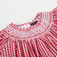 RED GINGHAM SMOCKED BISHOP DRESS