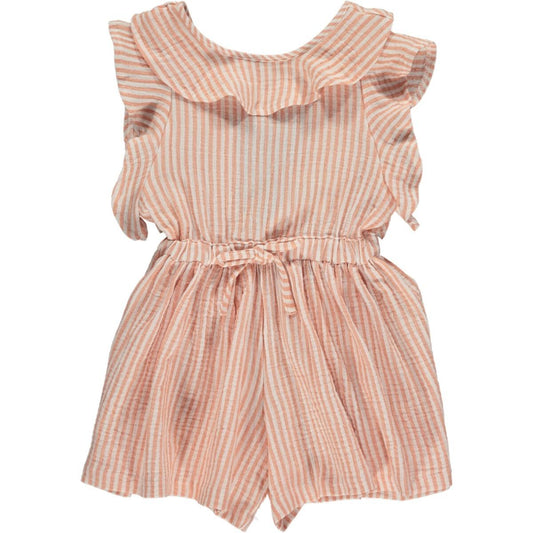 SANDY ROMPER - PEACH STRIPE